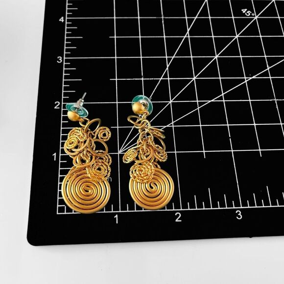 Gold Spiral Chandelier Earrings - Picture 3 of 3